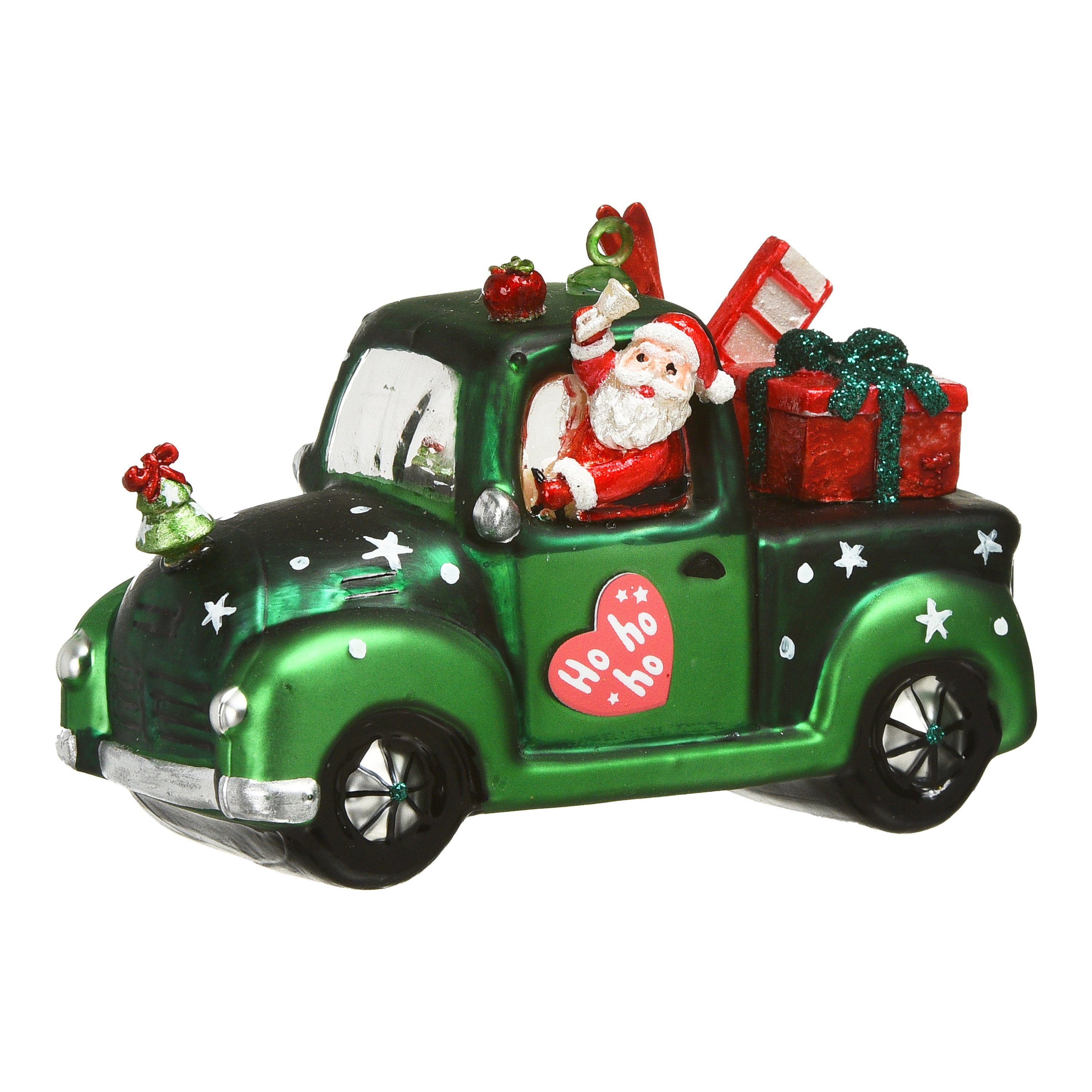 Depot Weihnachtsbaumkugel Glas-Baumschmuck Car Santa
