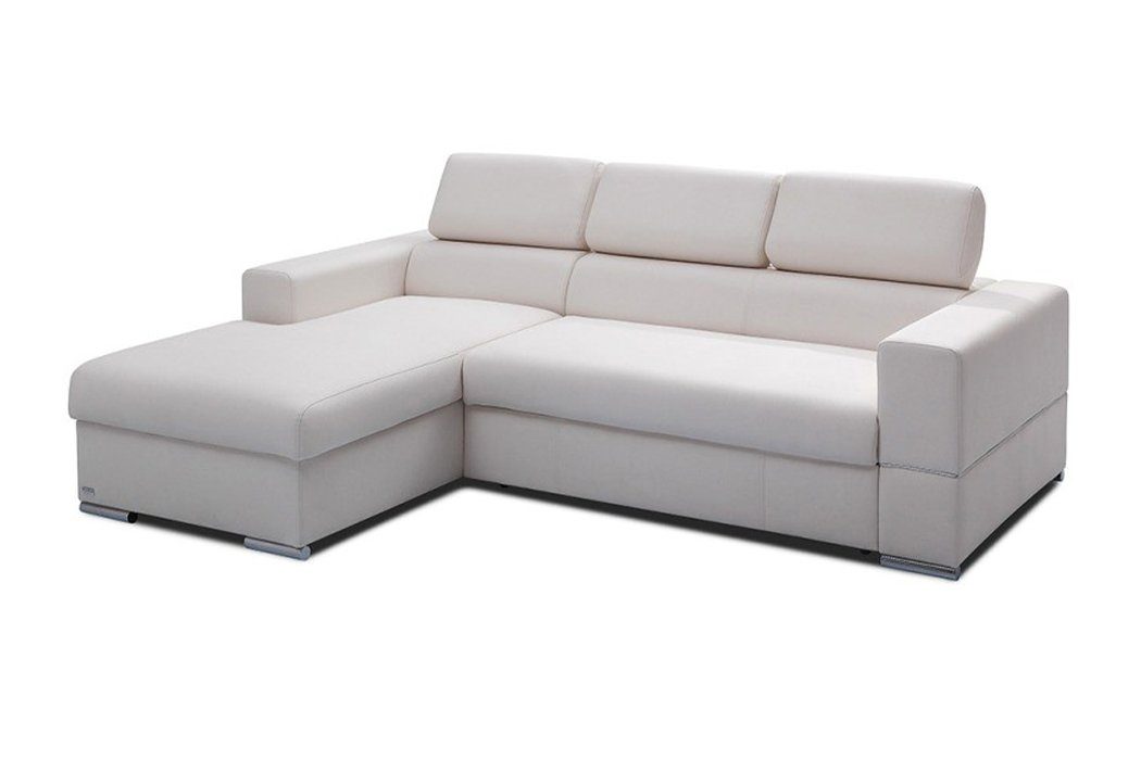 Couch Textil JVmoebel Ecksofa, Ecksofa Bettfunktion L-Form Weiß Polster Modern Design