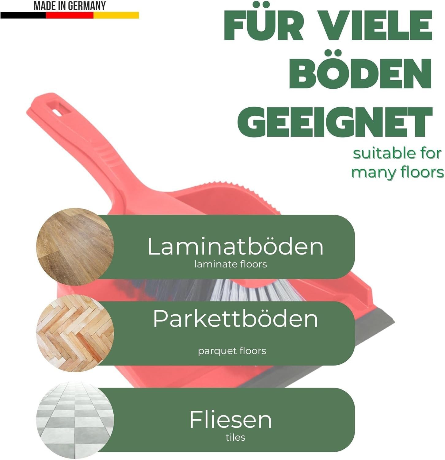 Novaliv Krümelkehrer 30660-4x, (4-tlg), Novaliv 4er Kehrblech Set Kehrblechgarnitur ROT Kunststoff Kehrblechbe