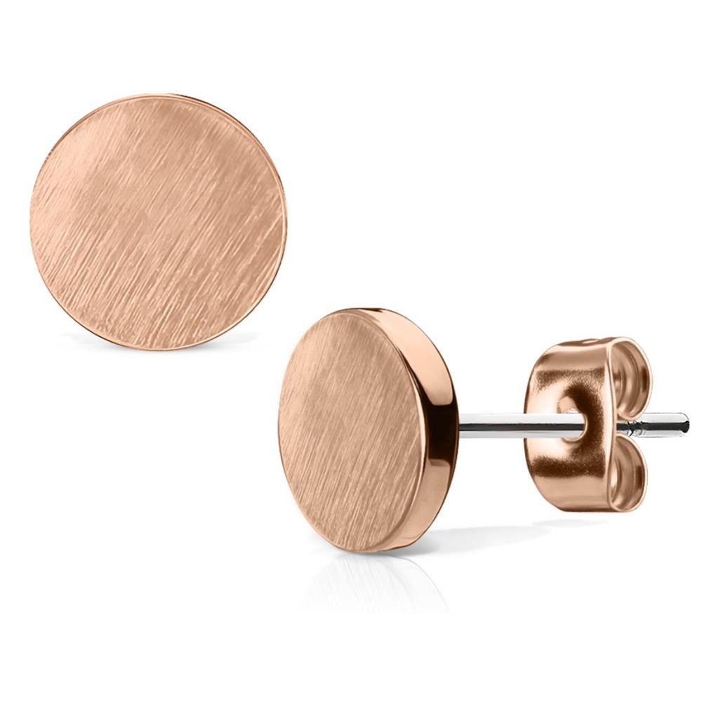 BUNGSA Ohrring-Set Rosegold - Ohrstecker rund gebürstet aus Edelstahl Damen (1 Paar (2 Stück), 2-tlg), Ohrschmuck Ohrringe
