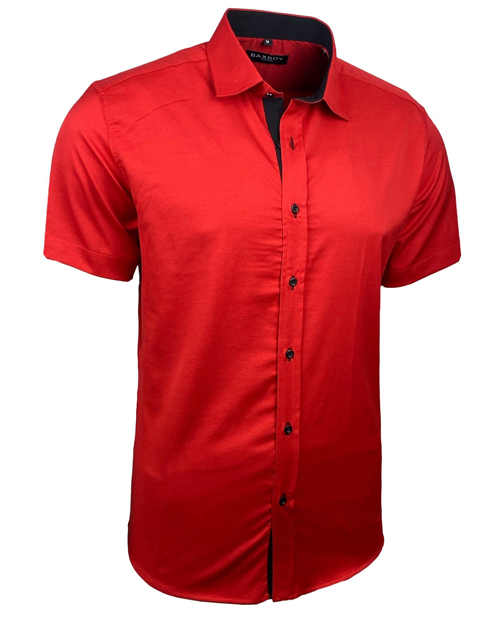Baxboy Langarmhemd Kurzarmhemd Herren Hemd Bügelleichtes Slim Fit Kentkragen Uni B-455