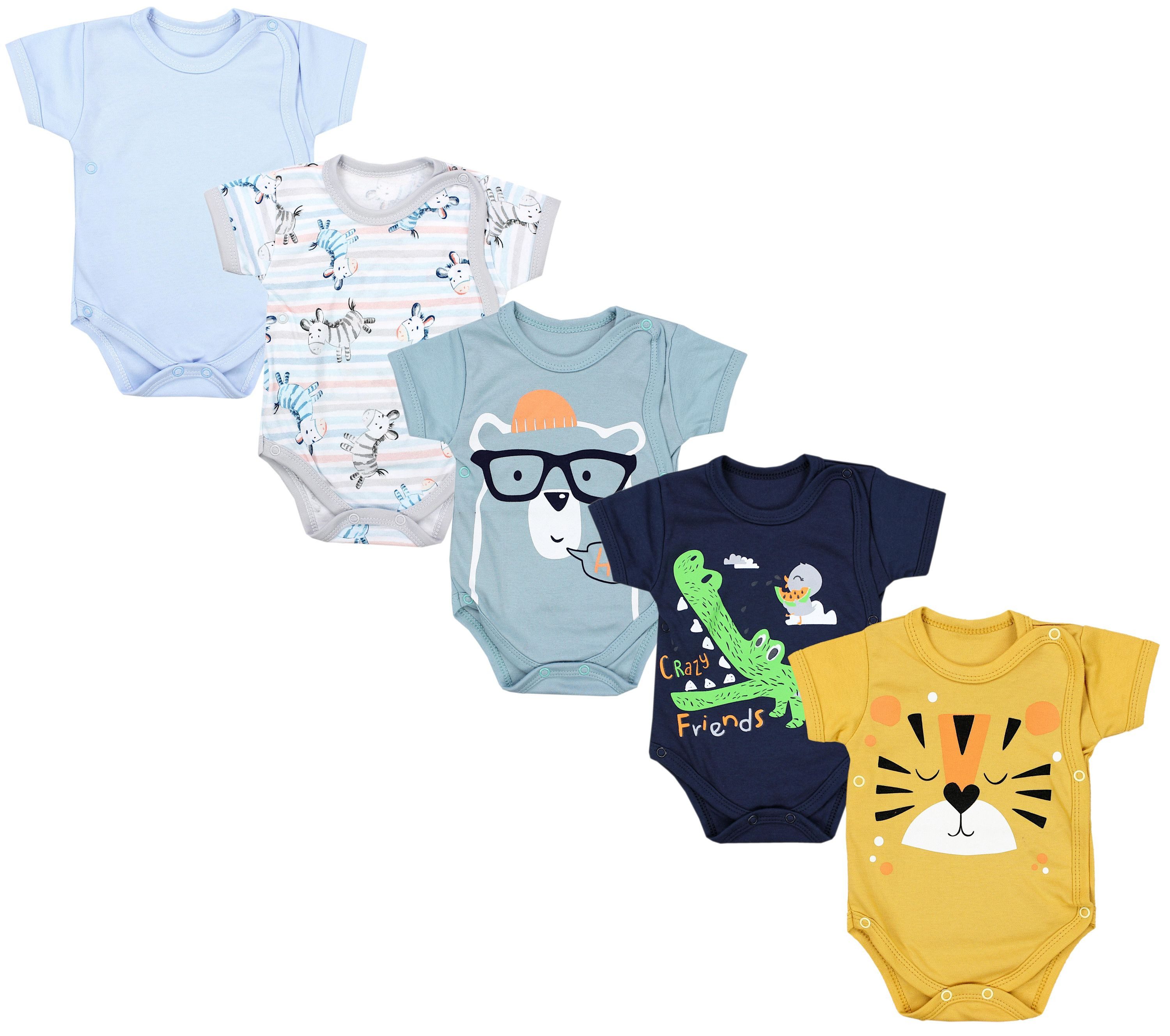 TupTam Kurzarmwickelbody TupTam Baby Jungen Kurzarm Wickelbody Baumwolle Body 5er Set