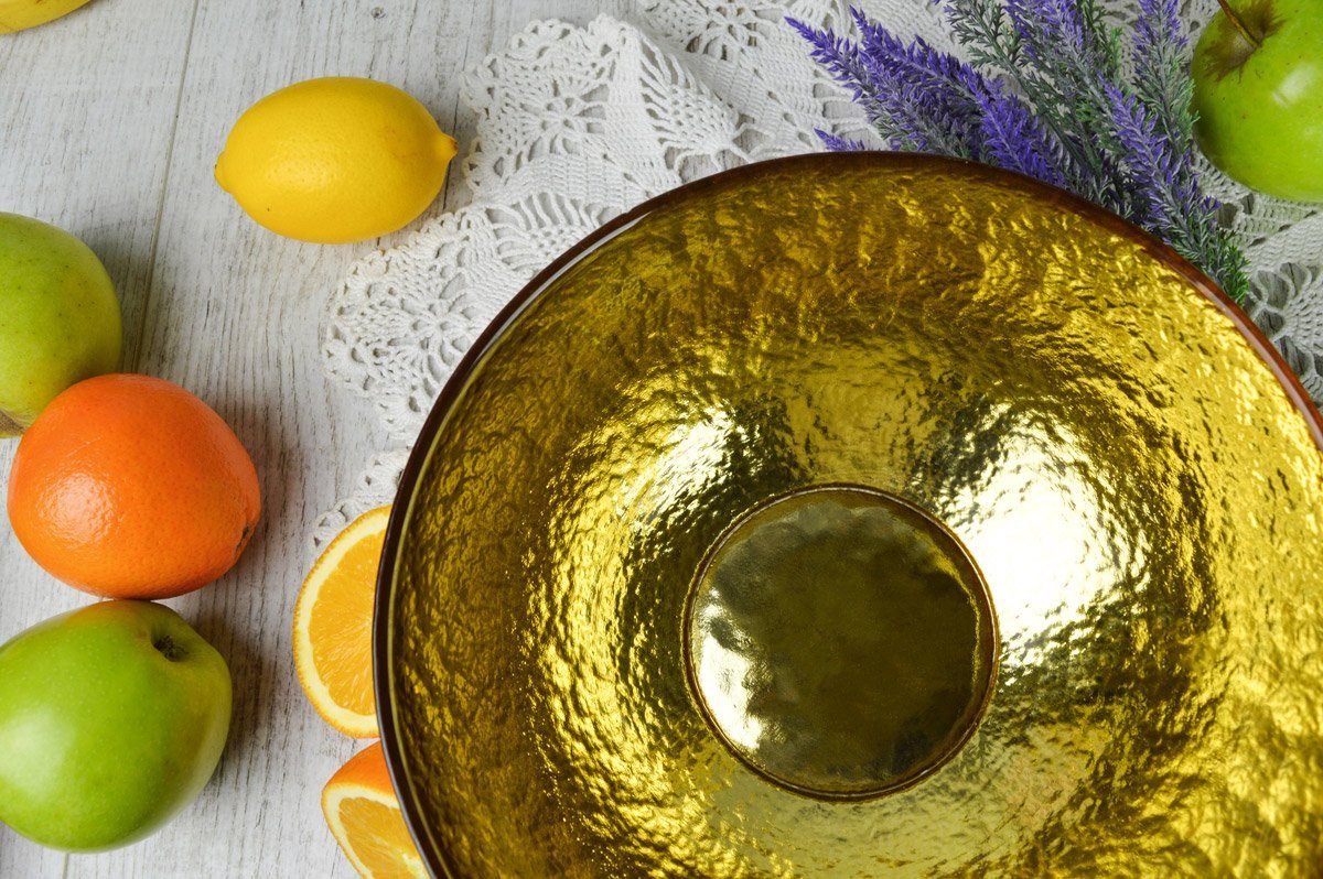 Sendez Salatschüssel in Gold und Silber 3L Schüssel Schale Dekoschale Salatschale, Glas