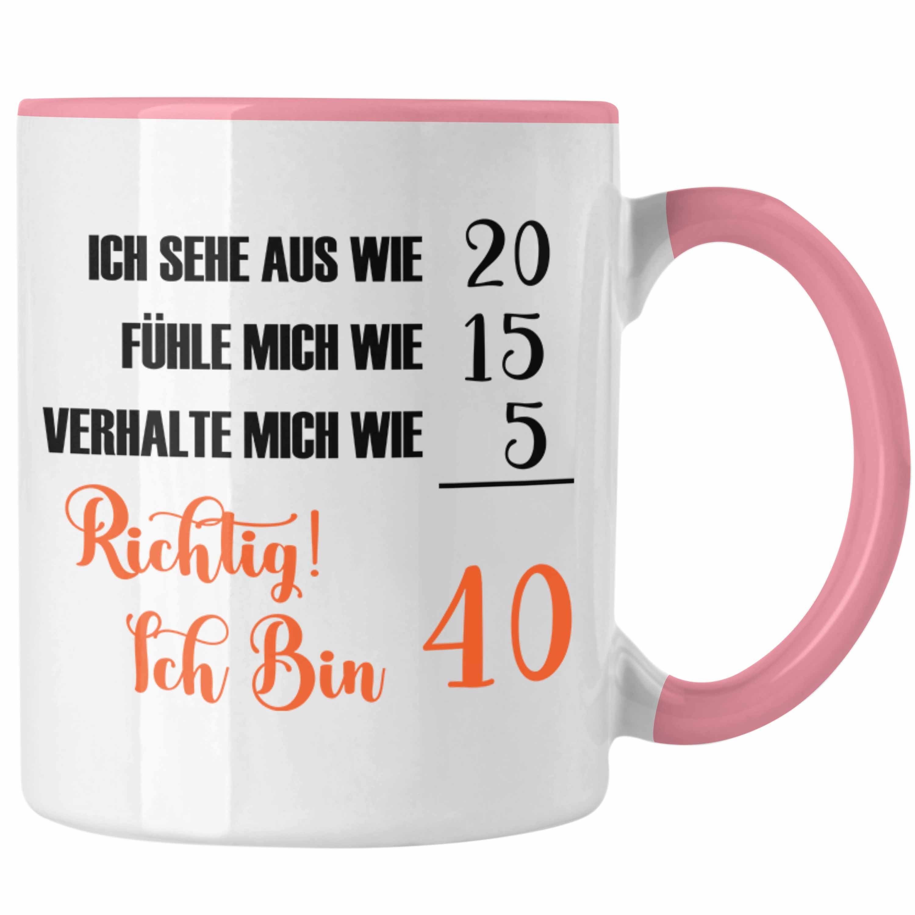 Trendation Tasse Tasse 40. Geburtstag Lustiges Geschenk Frauen 40er B Day Rosa