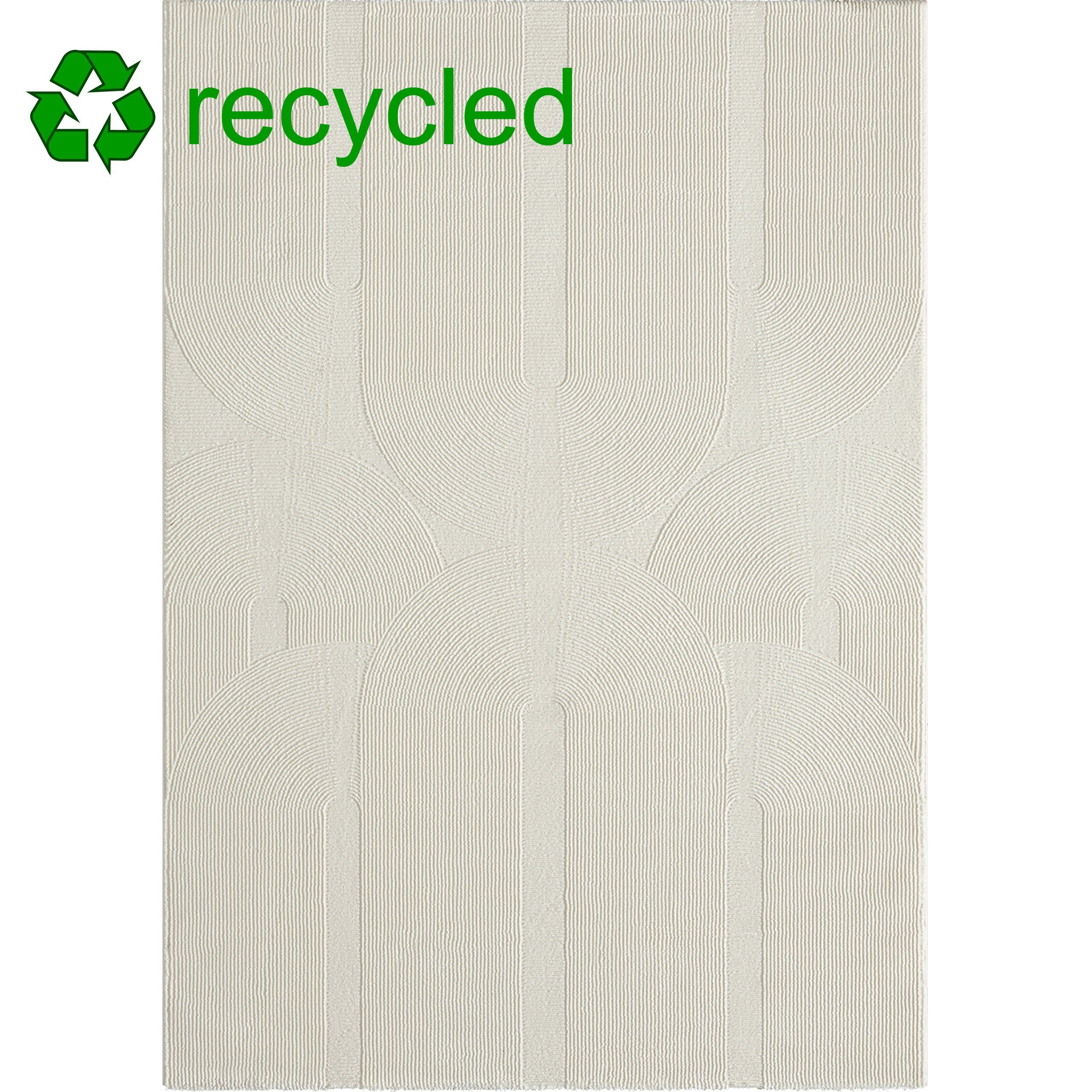 Carpetia Teppich Moderner Recycling-Teppich ovale Linienformen günstig online kaufen