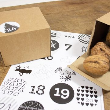 Bow & Hummingbird befüllbarer Adventskalender Adventskalender Set mit Boxen "Schwarz/Weiß"