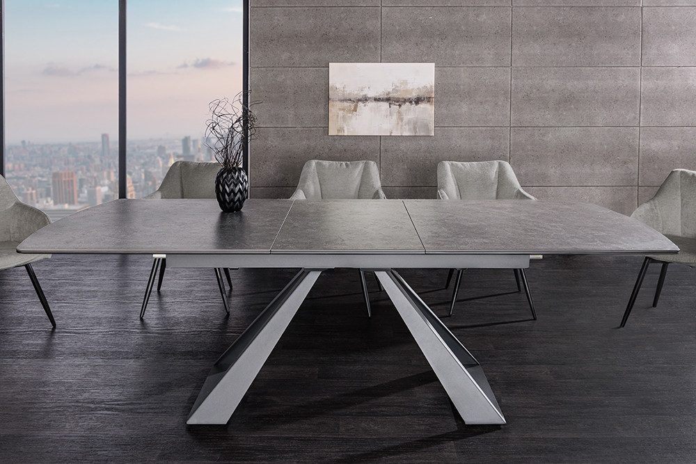 riess-ambiente Esstisch CONCORD 180-230cm graphit – Keramikplatte, schwarzes Metallgestell (Einzelartikel, 1-St), ausziehbar für flexible Nutzung – ideal für 6–10 Personen