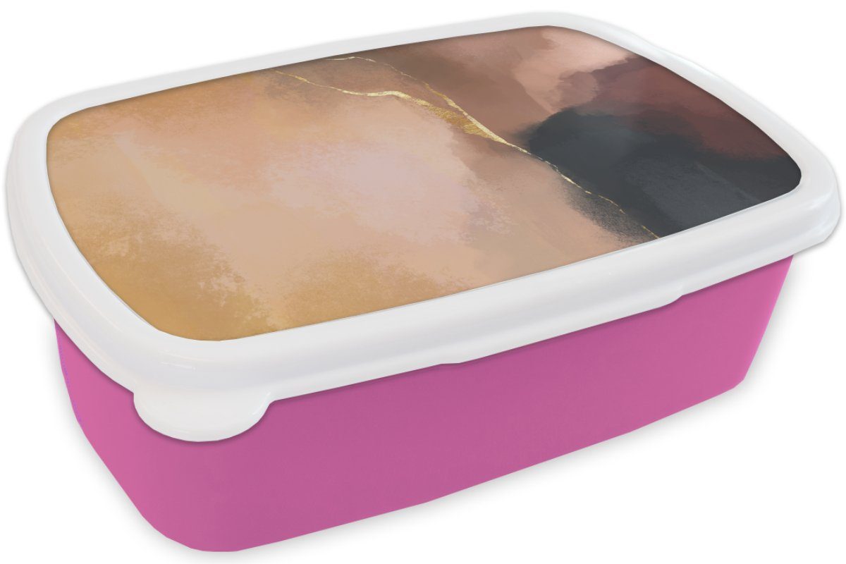 Pastell, Abstrakt Brotbox - Brotdose Kunststoff, - (2-tlg), Mädchen, Lunchbox Snackbox, Erwachsene, MuchoWow für Malerei rosa Kinder, Kunststoff