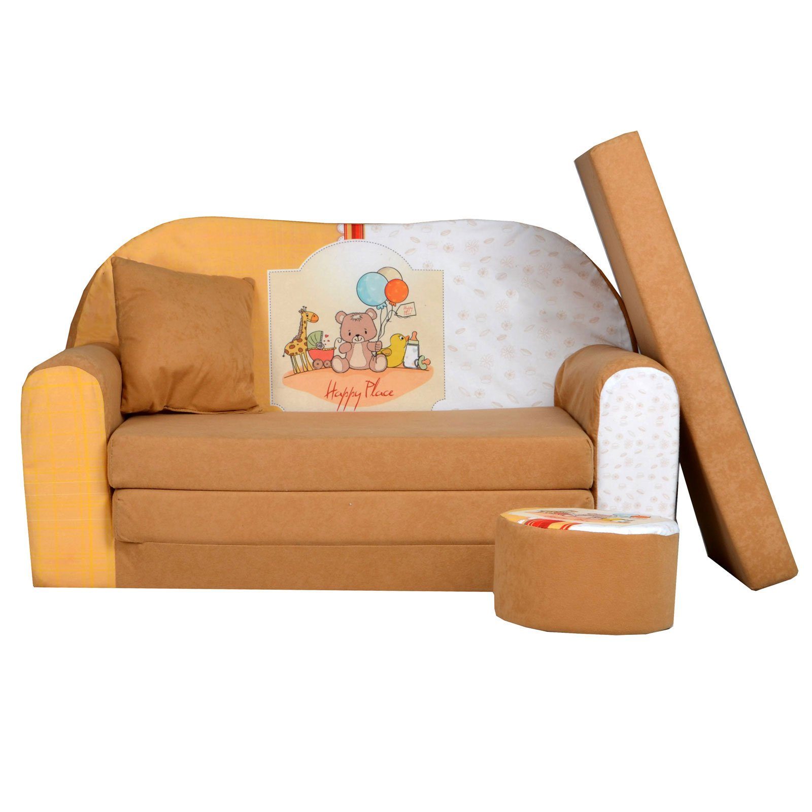 FORTISLINE Kindersitzgruppe »Kindersofa Kindercouch Aufklappen Bettfunktion  + Hocker W319« online kaufen | OTTO