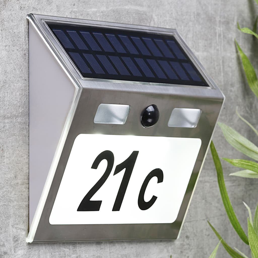 Silbern Hausnummer Hausnummer HI Solar LED-beleuchtet