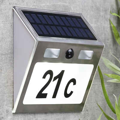 HI Hausnummer Hausnummer Solar LED-beleuchtet Silbern