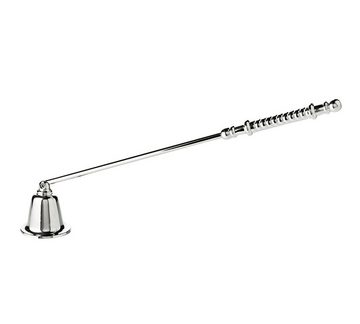 EDZARD Kerzenhalter Flammenlöscher Swing, Kerzenlöscher mit Silber-Optik, Flammentöter im klassischen Design, versilbert und anlaufgeschützt, Länge 27 cm