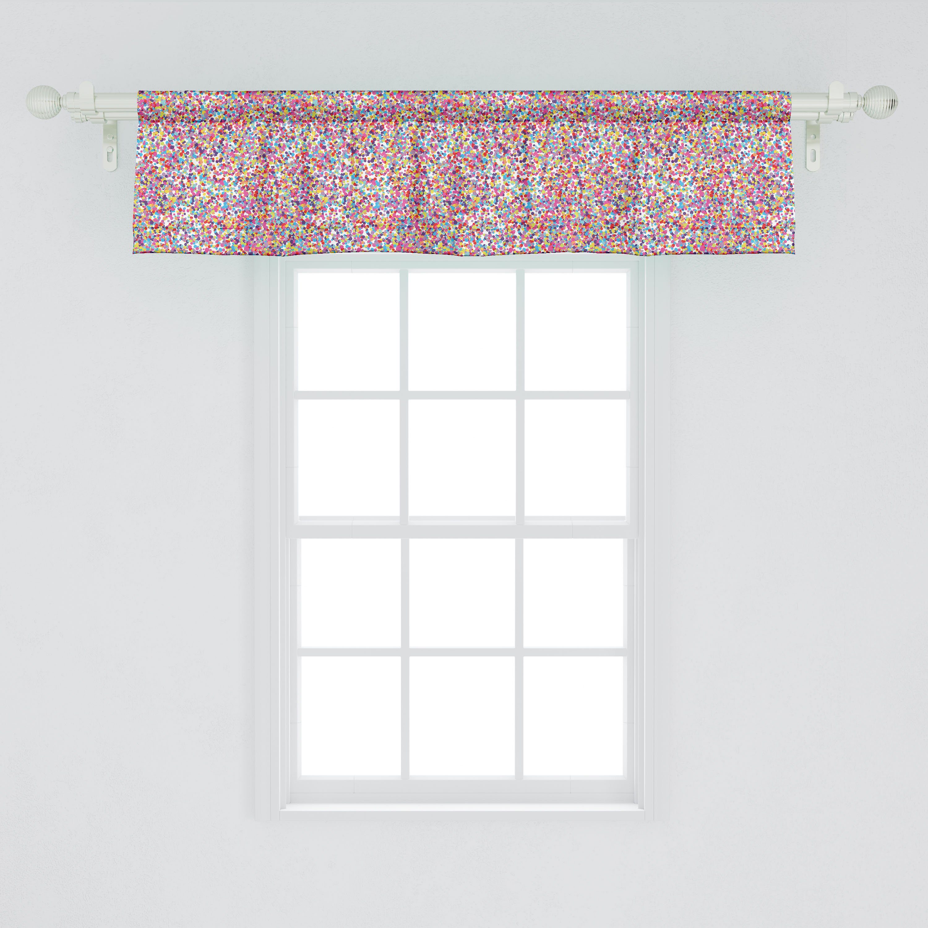 Muster Microfaser, Scheibengardine Vorhang Volant Schlafzimmer Fiesta für mit Dekor Abakuhaus, rundes Küche Stangentasche,