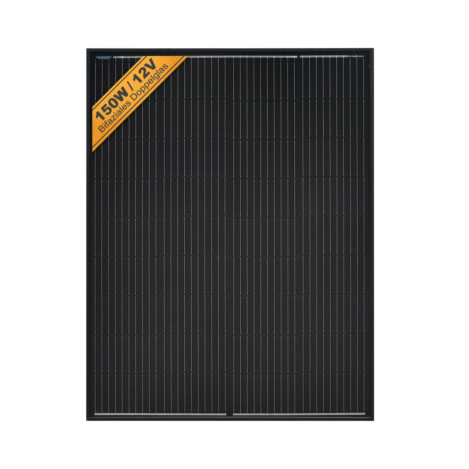 enjoy solar Solarmodul Bifaziales PERC Monokristallines 182mm 150W, 210W 12V/36V, Monokristallin, (Leistungsgarantie bis 10 Jahren mit 90% und bis 25 Jahren mit 80), Dual Glas Design