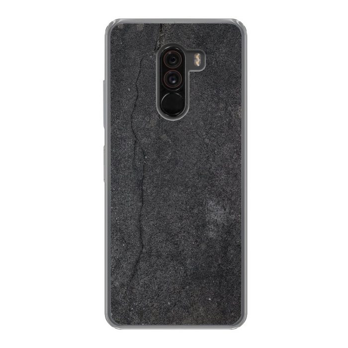 MuchoWow Handyhülle Beton - Schwarz - Grau - Rustikal - Industriell Phone Case Handyhülle Xiaomi Pocophone F1 Silikon Schutzhülle