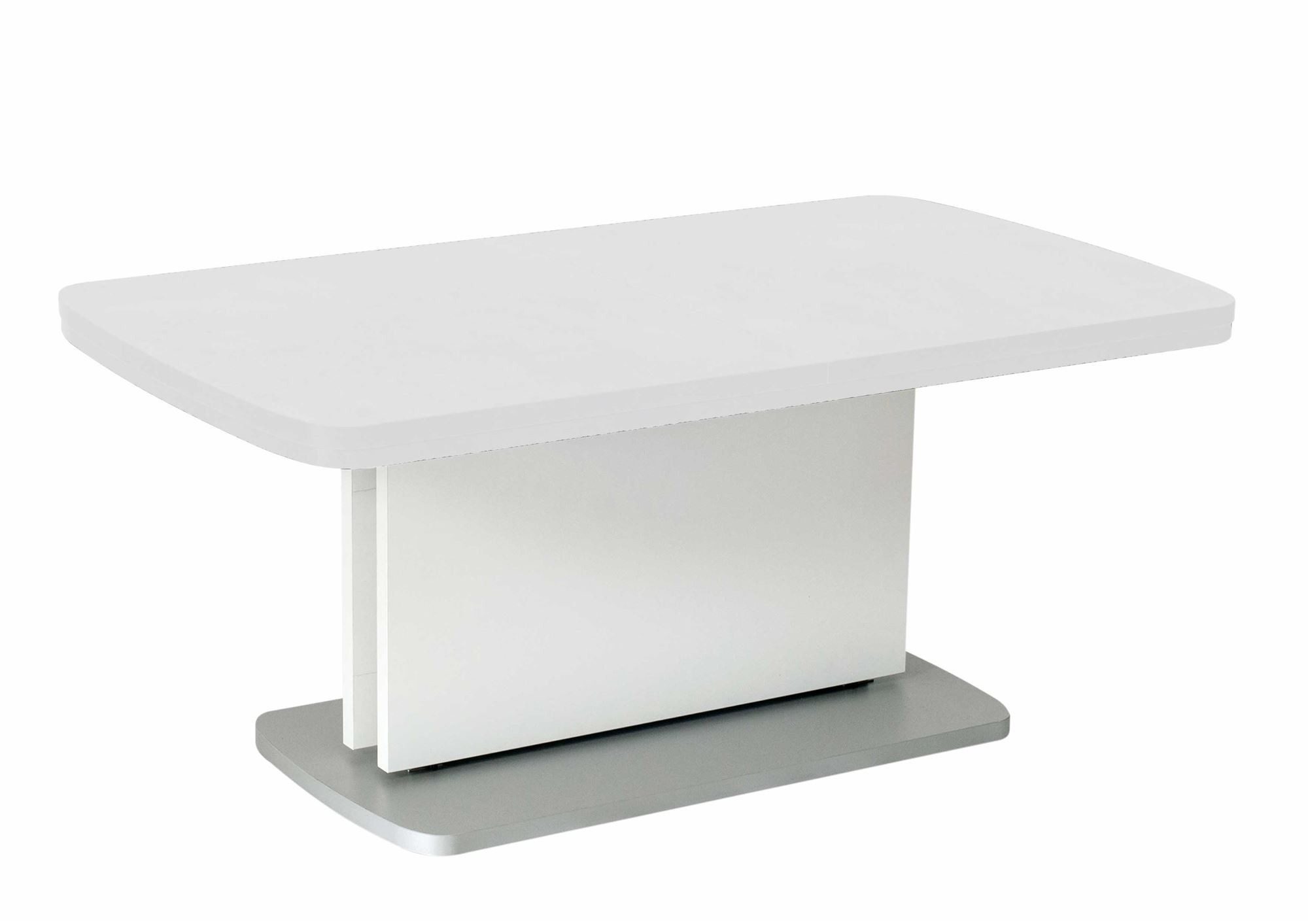 58 aufm Kessel Couchtisch Funktionstisch Clovis 110x53x63 Holzwerkstoff Weiß (inkl. Lieferung bis in die Wohnung, 1-St., Lieferung bis Verwendungsstelle), stufenlos höhenverstellbar in 2 Stufen ausziehbar Tischplatte Dekor