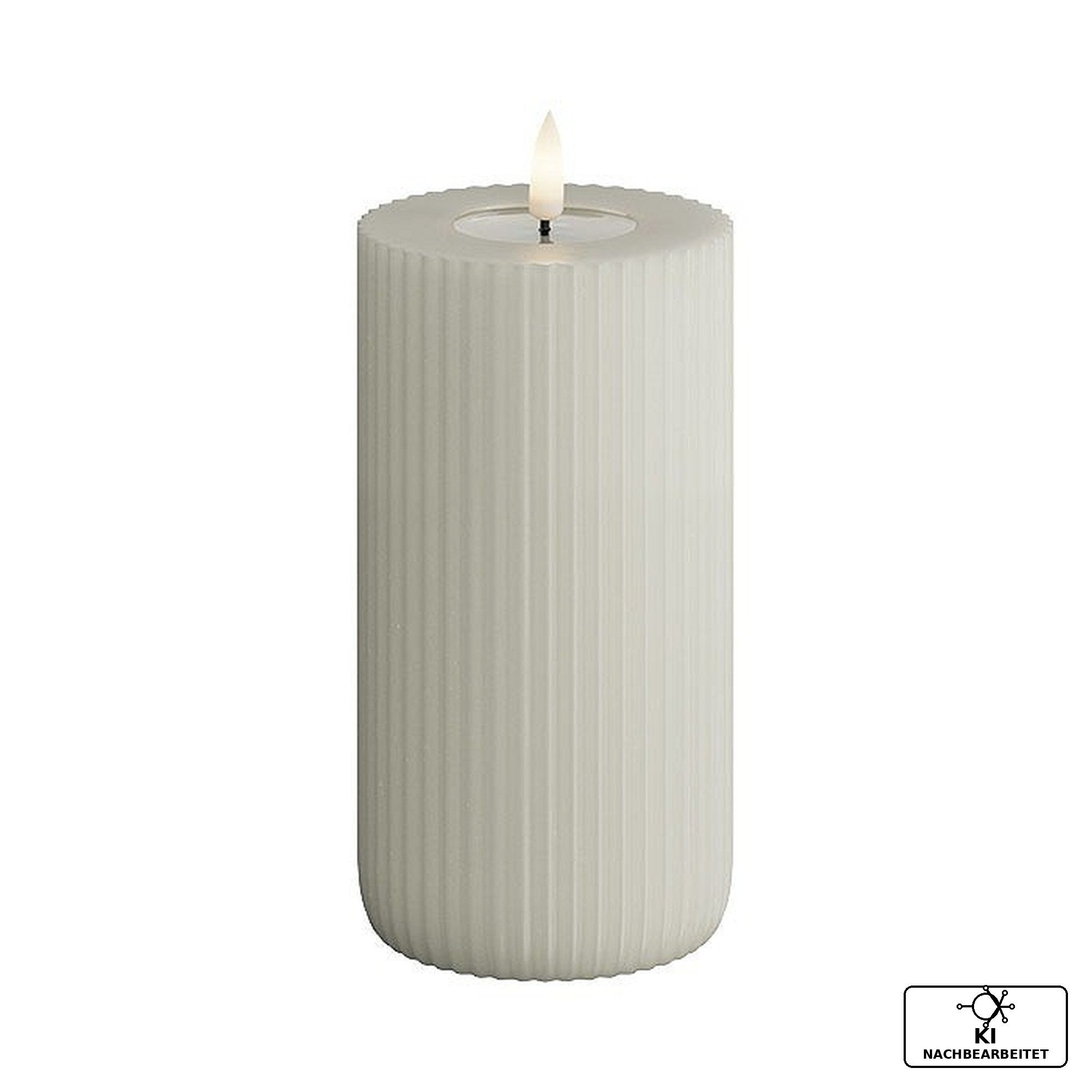 Deluxe Homeart LED-Kerze LED Stumpenkerze mit Rillen sand 15 cm von Deluxe Homeart - Kerzen/Can