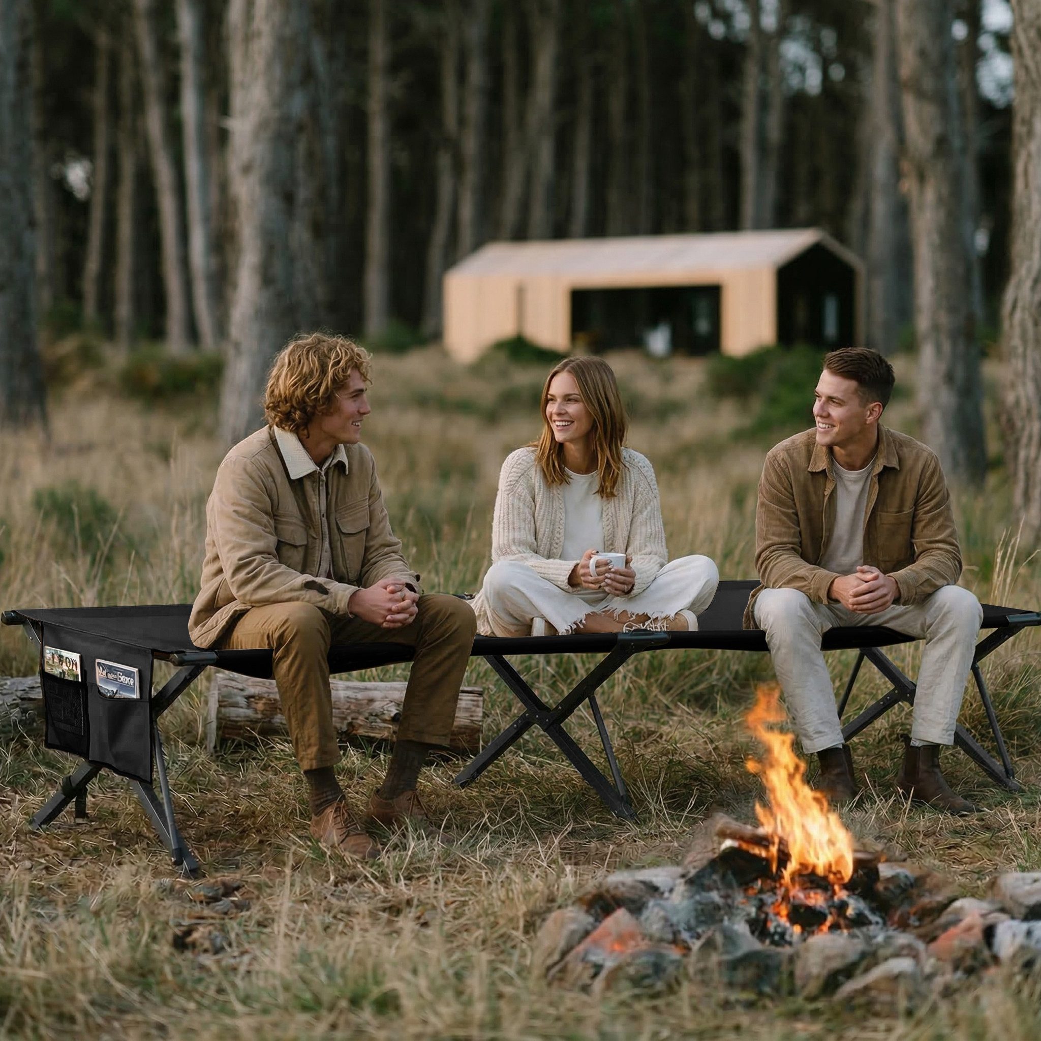 HOMECALL Klappbett Feldbett Camping klappbar 210×80 cm bis 240 kg (Campingbett extra breit mit 600D Oxford-Gewebe, verstärkte X-Beine, faltbares Klappbett mit Seitentasche) 600D Oxford-Gewebe, : Strapazierfähig & atmungsaktiv