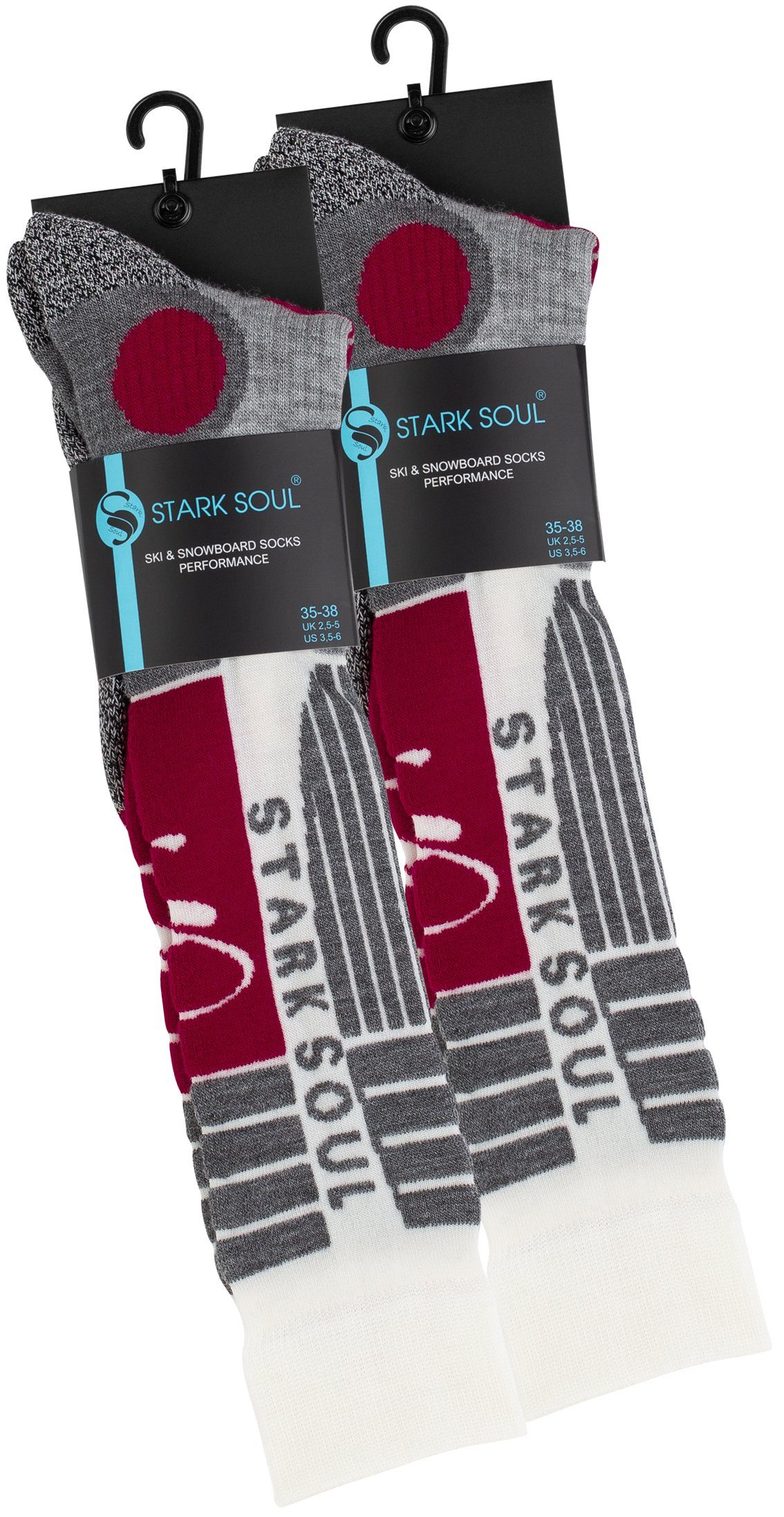 Stark Soul® Skisocken Ski & Snowboard Socken, Skistrümpfe mit Spezialpolsterung, 2 Paar Dehnungszonen an Knöchel und Spann, Doppelbündchen, weiche Zehennaht