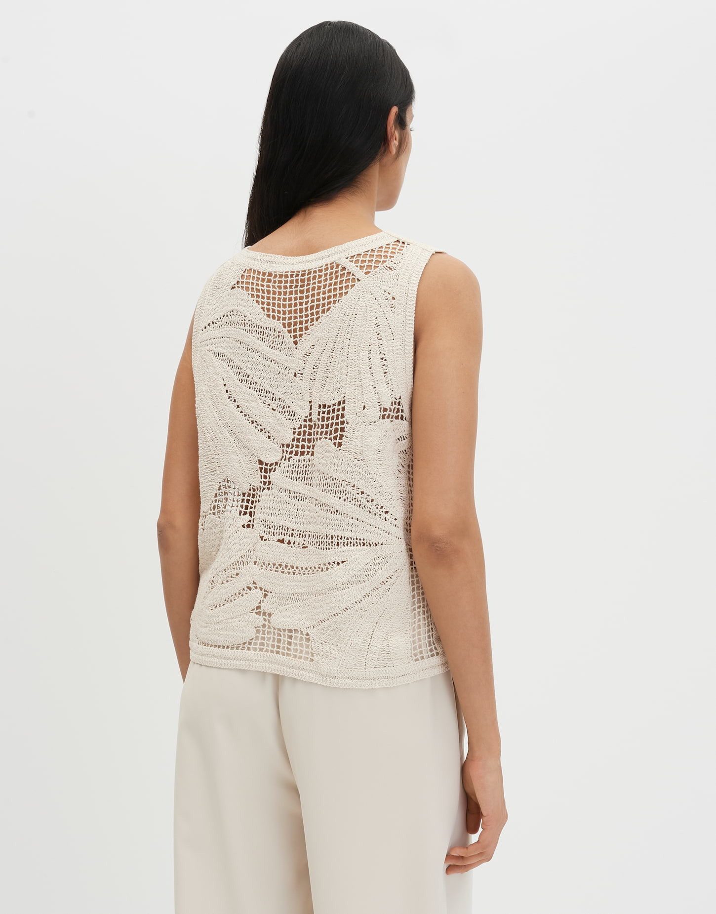 someday Sweatshirt Häkeltop aus nachhaltigem BCI Cotton Slim Fit Florales Muster mit luftigem Rundhals