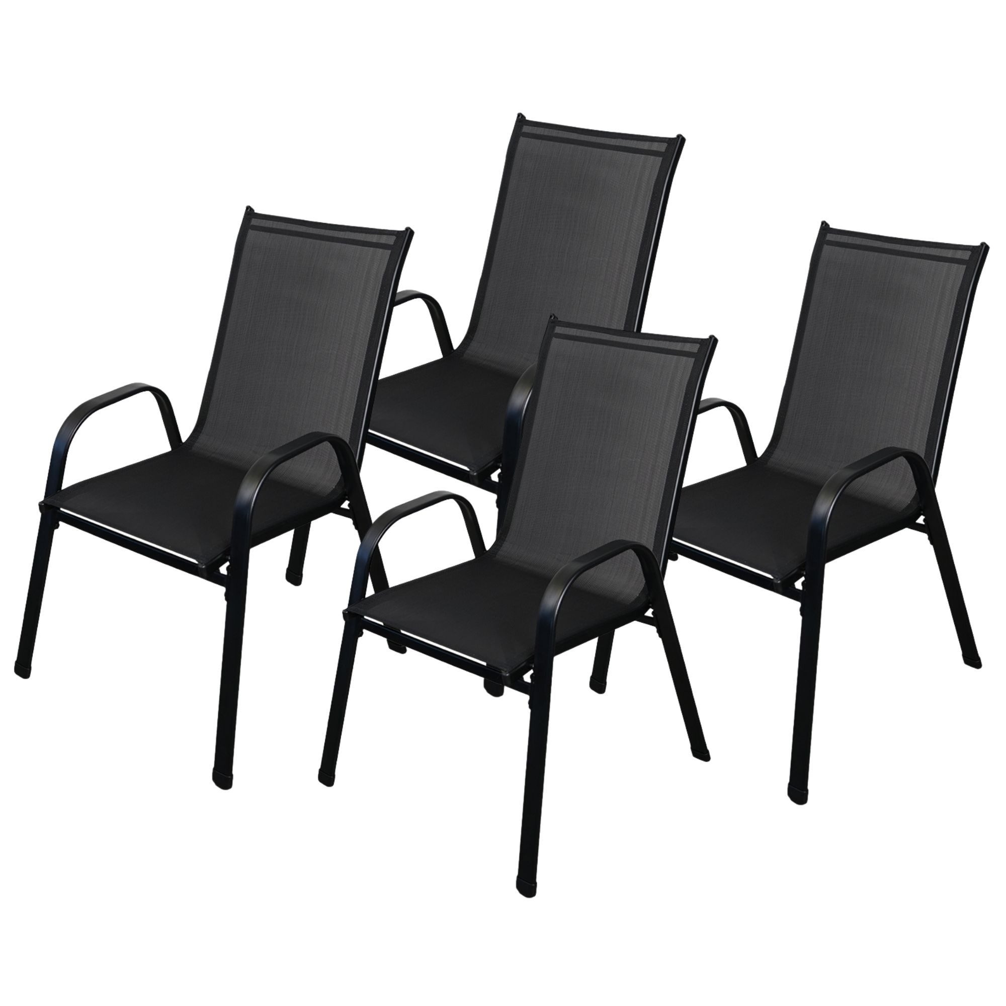 CHEFGASTRO® Gartenstuhl Outdoorstuhl 4er Set Sitzhöhe 43cm Stahl Wetterfest günstig online kaufen