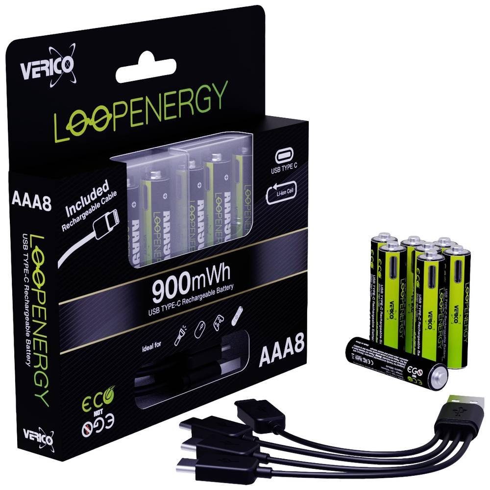 Verico Micro (AAA)-Akku Li-Ion 600 mAh 1.5 V 8 St 1BTOV-A2WECD-NN Akku