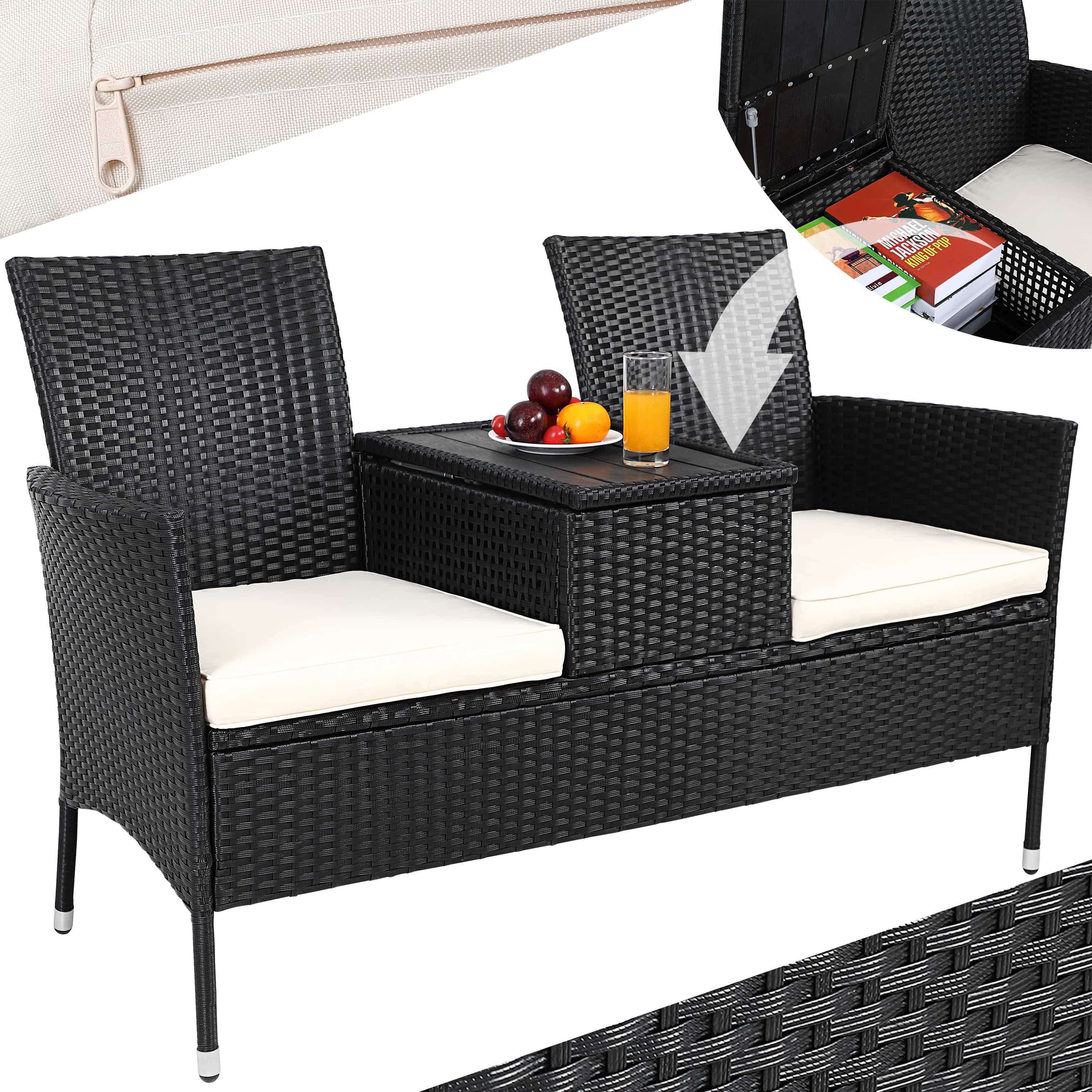 Casaria Gartenbank, Sitzbank inkl. Auflagen Polyrattan günstig online kaufen
