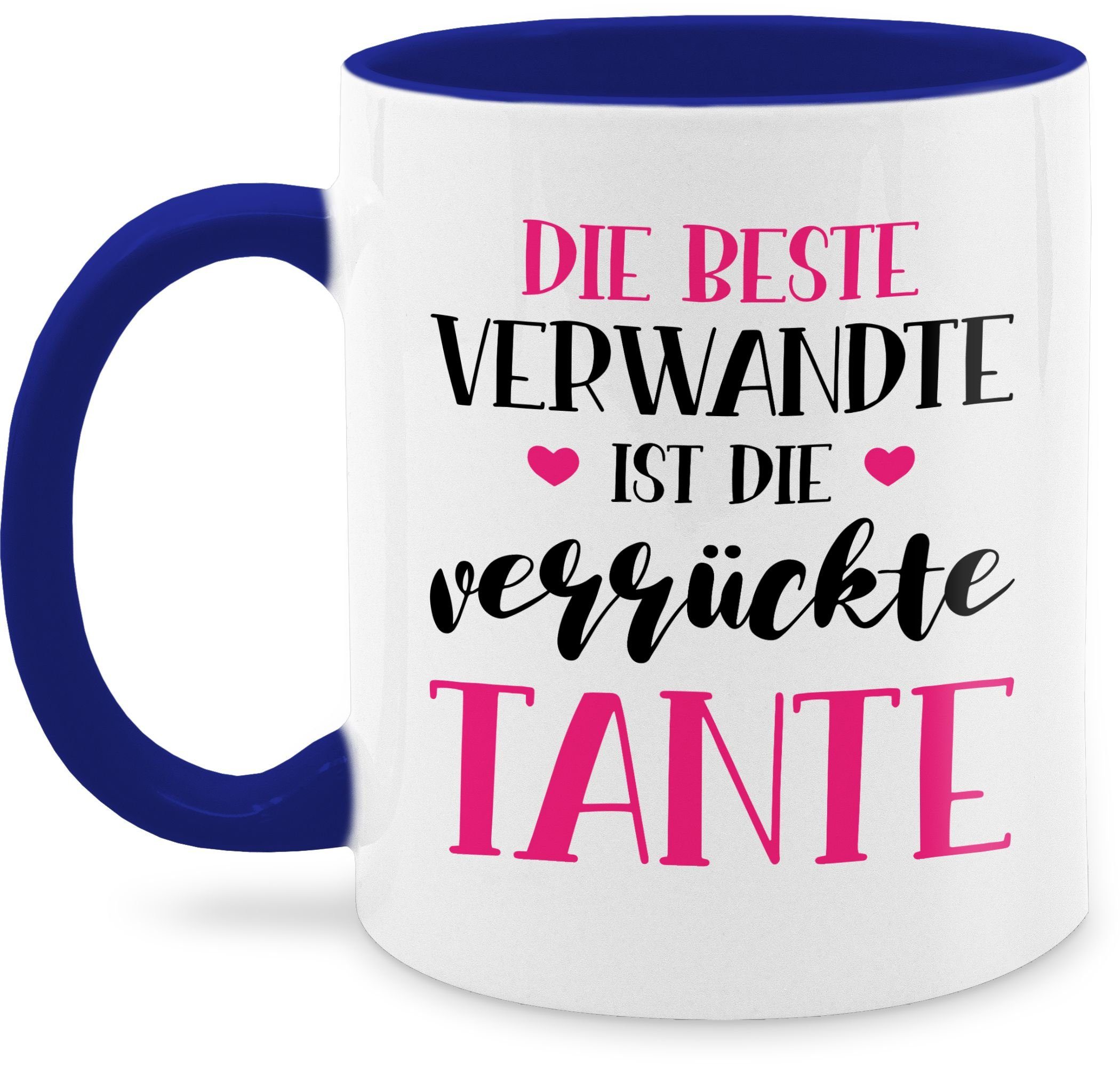 Shirtracer Tasse Beste Verwandte ist die verrückte Tante, Keramik, Tante Geschenk 3 Dunkelblau | Teetassen