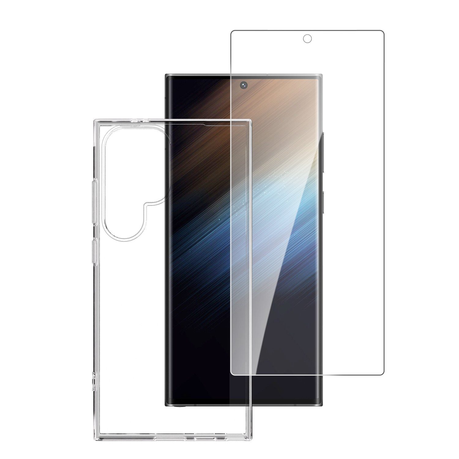 4smarts Handyhülle 360° Protection Set für Samsung Galaxy S24 Ultra, Rundumschutz, Backcover, Displayschutz, stoßfest, passgenau