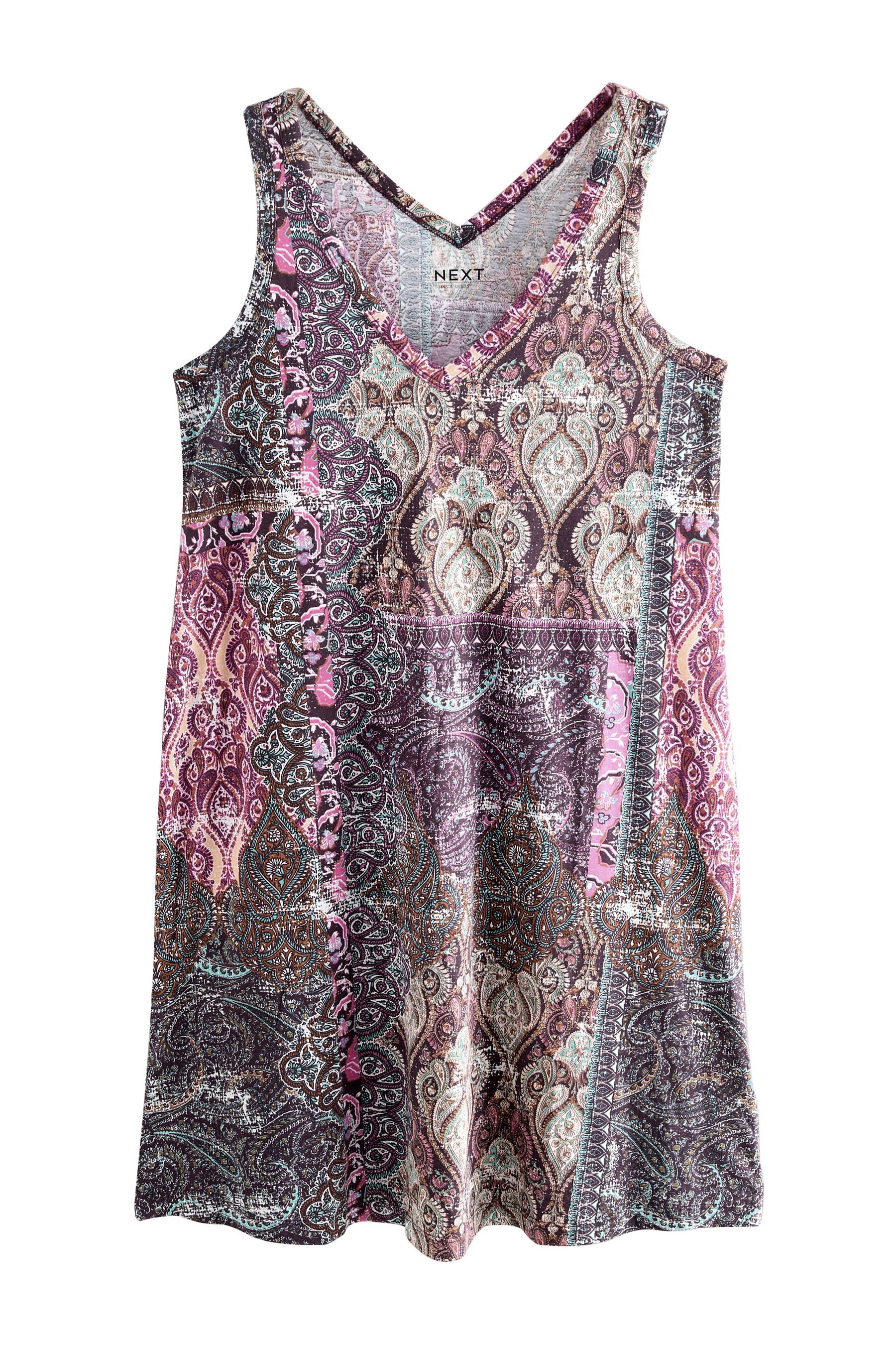 Next Jerseykleid Ärmelloses Schlabberkleid mit V-Ausschnitt (1-tlg) günstig online kaufen