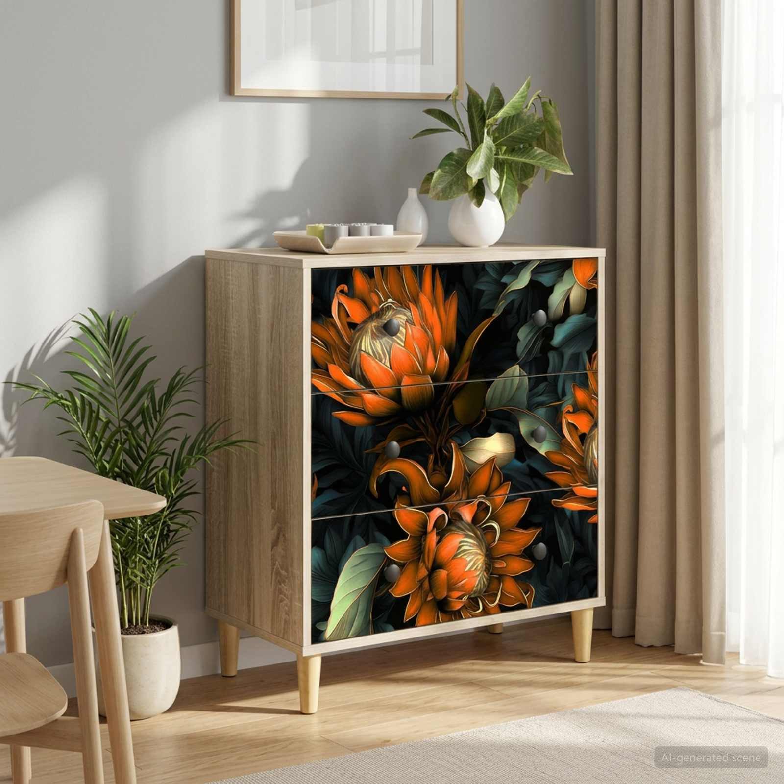 vidaXL Schranksystem Kommode LOCHEM Orangenmuster 66 x 36,5 x 75 cm Holzwerkstoff (1-St)
