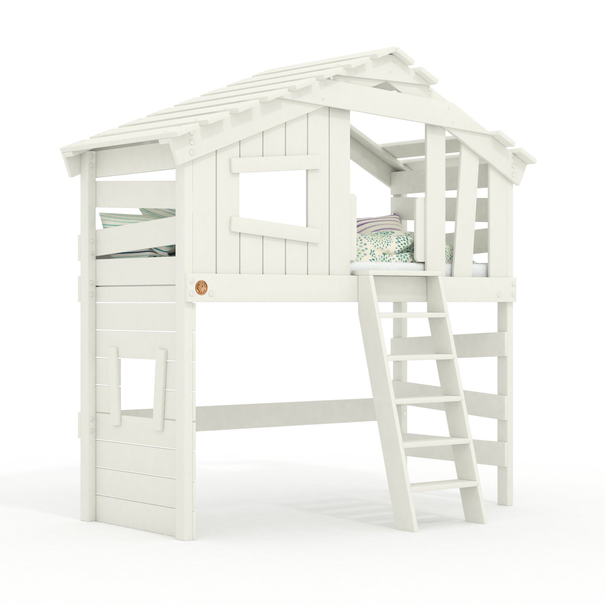 bibex Hochbett ALPIN CHALET Hochbett, Kinderbett, Doppelbett - Creme-Beige