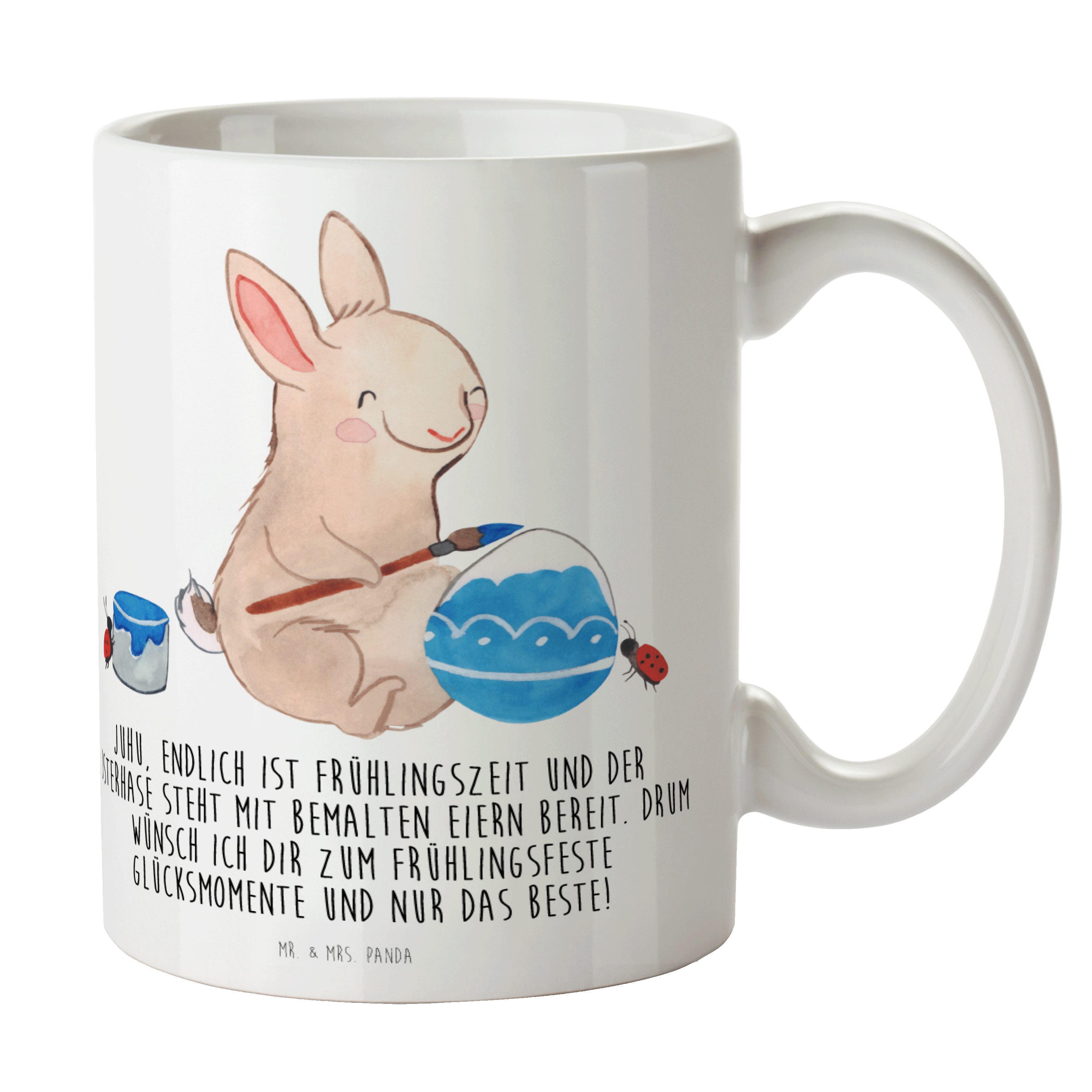 Mr. & Mrs. Panda Tasse - Keramiktasse, Hase Oster, Geschenk, - Eier Keramik Marienkäfer bemalen, Weiß