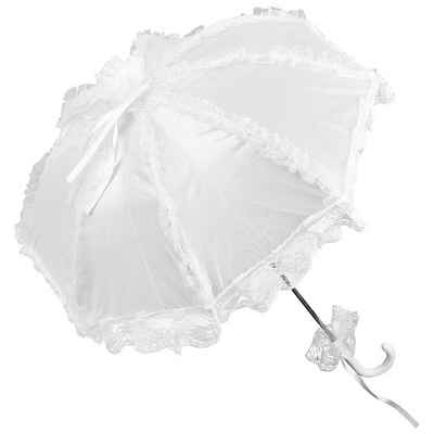 von Lilienfeld Langregenschirm VON LILIENFELD Brautschirm Hochzeitsschirm Damen Klein Accessoire Satinstoff Malisa kein Regenschutz, Rüschenkante