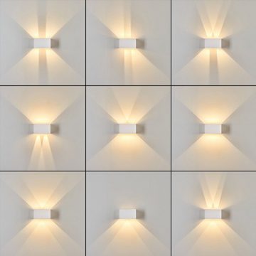 hofstein Außen-Wandleuchte Wandlampe aus Metall in Weiß, LED fest integriert, 3000 Kelvin, Wandleuchte Up&Down Effekt, Außenleuchte, LED 12 Watt, 700 Lumen, IP54