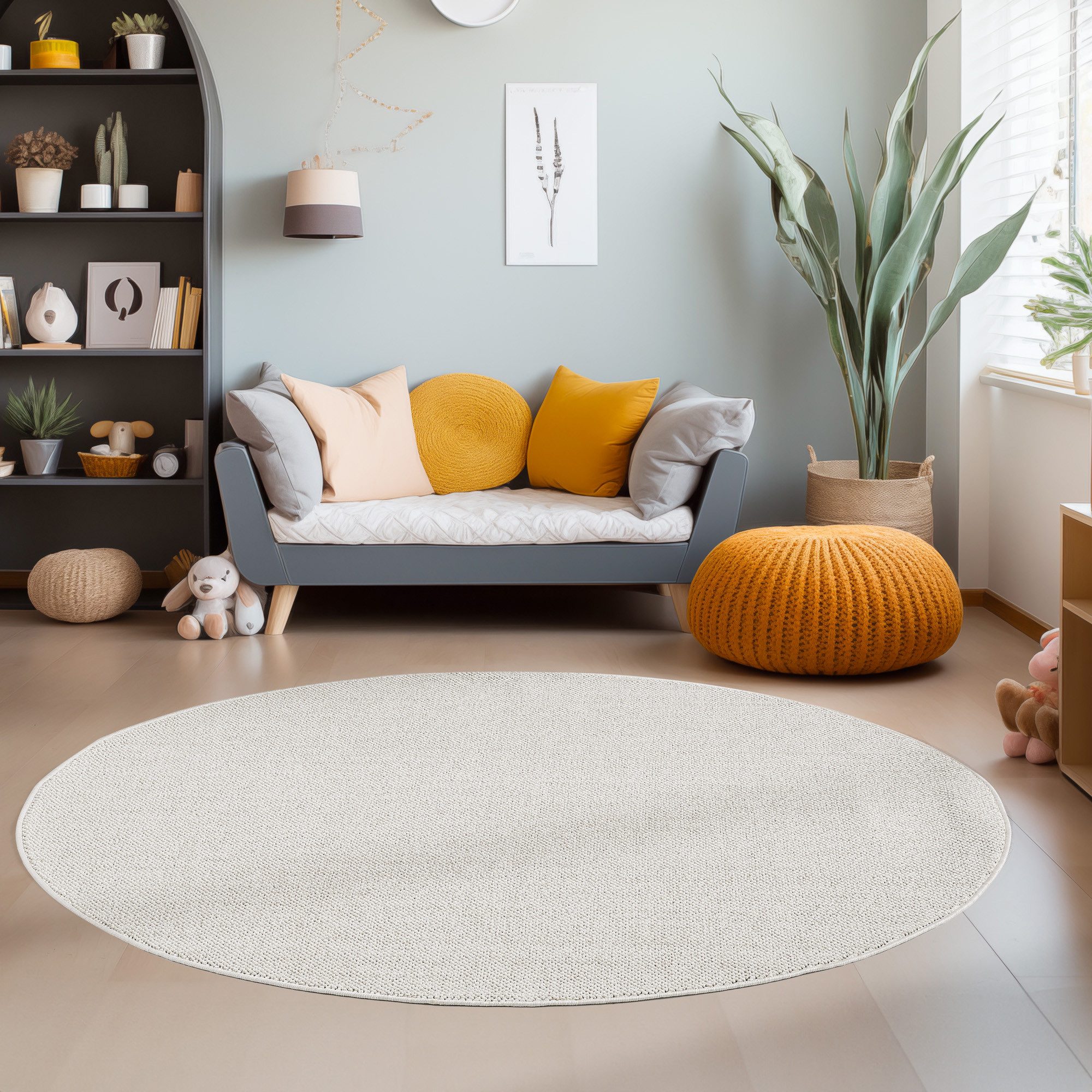 Teppium Teppich Unicolor - Einfarbig, Rund, Höhe: 7 mm, Runder Kurzflor Sch günstig online kaufen