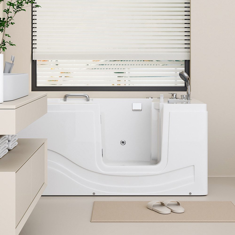 HOME DELUXE Badewanne Seniorenbadewanne VITAL, 153 x 76 x 64 cm, integrierte Tür & Whirlpoolfunktion