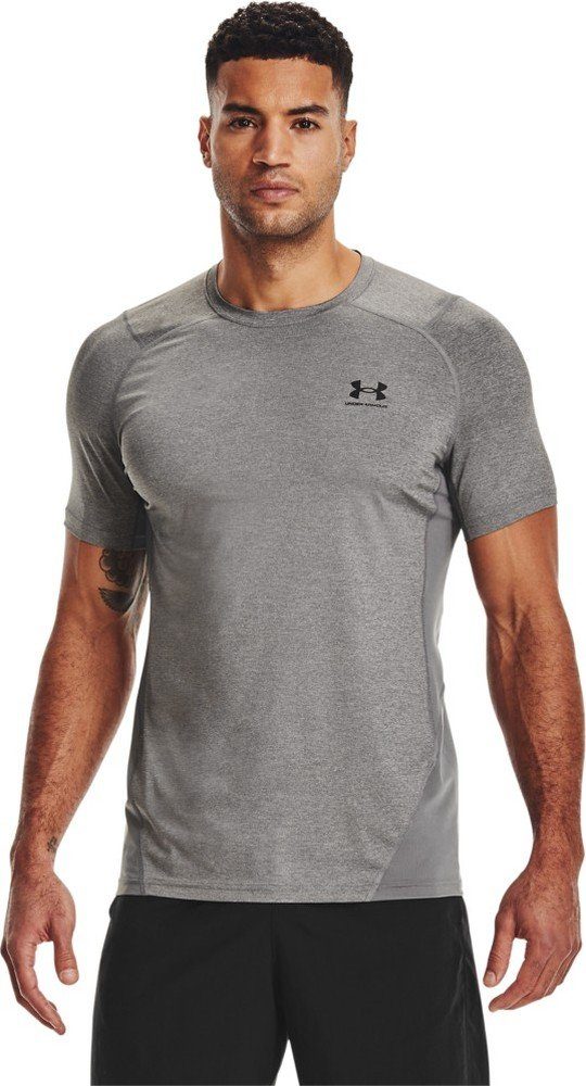 090 Armour® T-Shirt Enganliegendes Carbon Heather Armour Kurzarm-Oberteil Under HeatGear