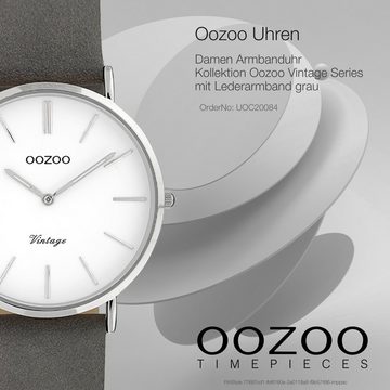 OOZOO Quarzuhr Oozoo Damen Armbanduhr OOZOO Vintage, Damenuhr rund, mittel (ca. 32mm) Lederarmband, Fashion-Style