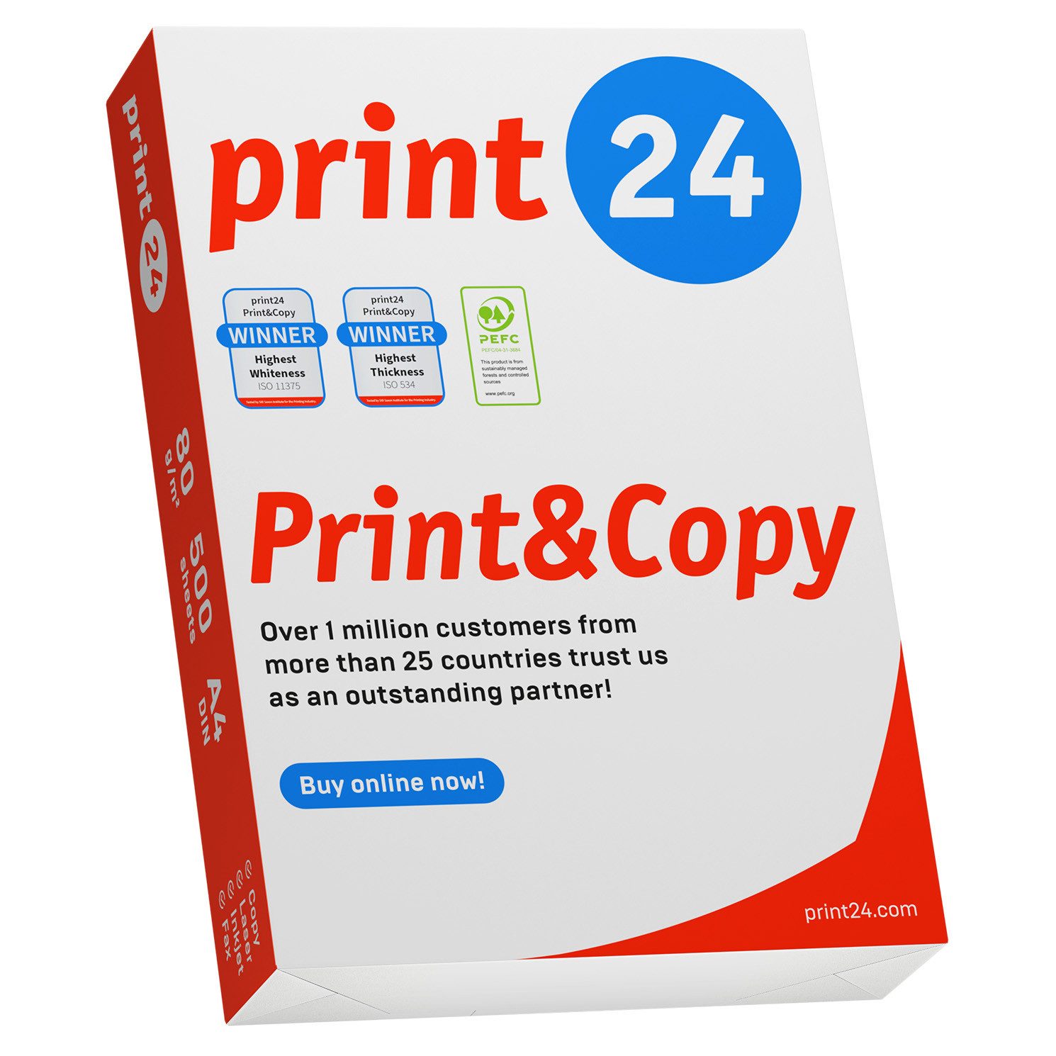 print24 Druckerpapier Kopierpapier 2500 Blatt A4 80g Premium Weiß PEFC zertifiziert