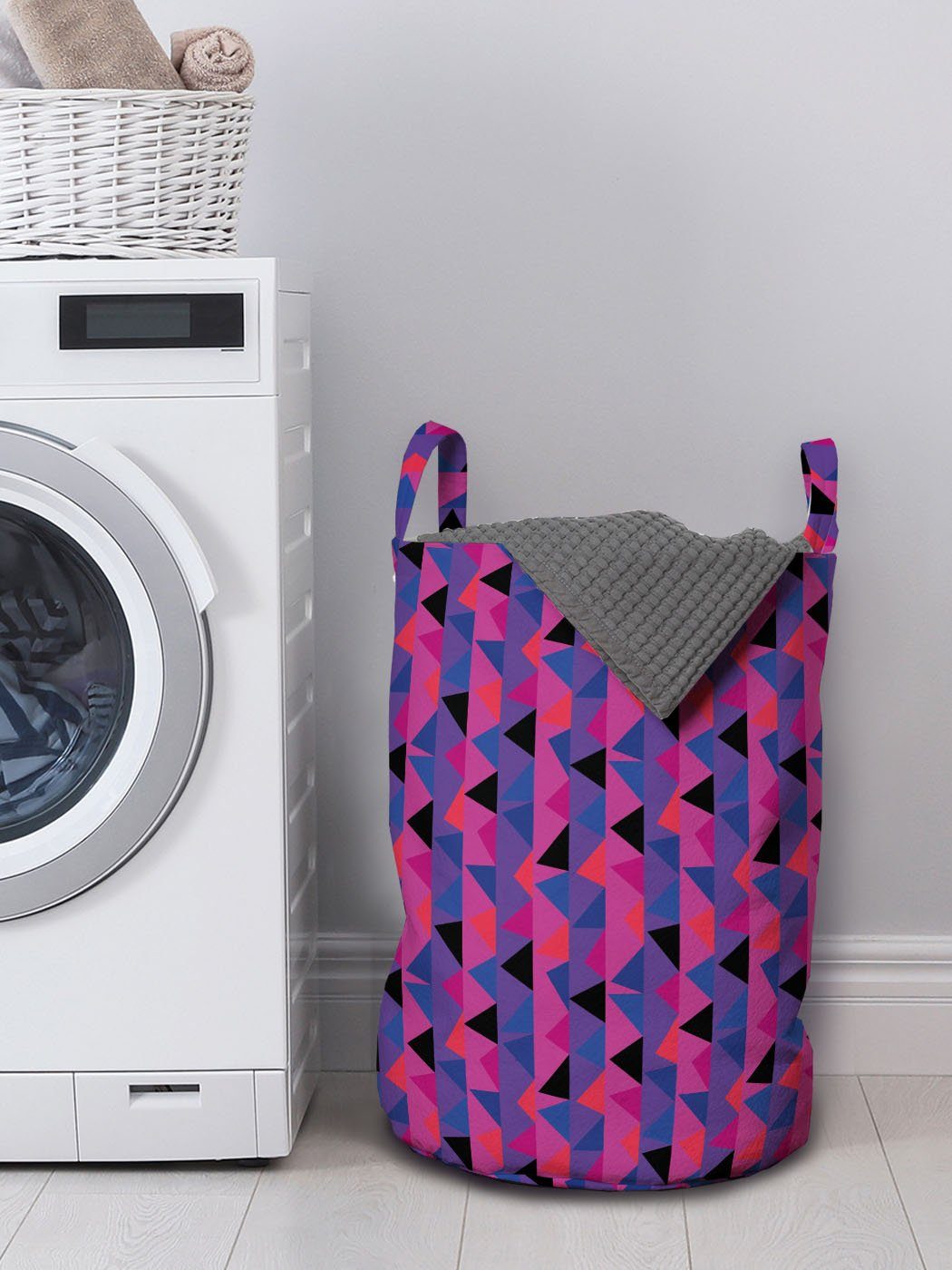 Waschsalons, Griffen Wäschekorb Triangles mit Kordelzugverschluss Geometrisch für Abakuhaus Streifen Abstrakte Wäschesäckchen