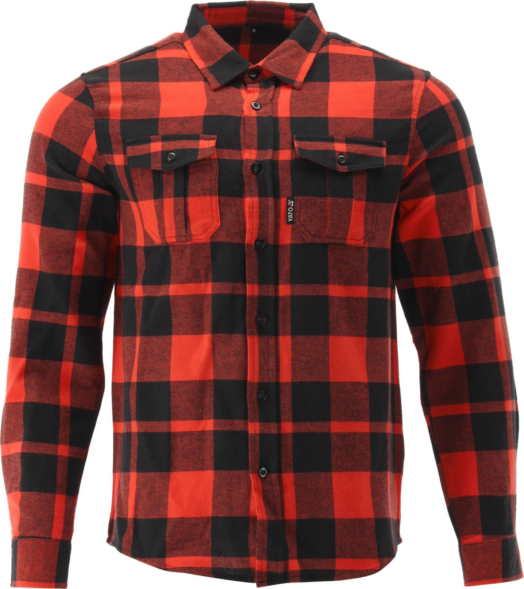 Flanellhemd Flanellhemd, Holzfällerhemd, Arbeitshemd rot/schwarz M