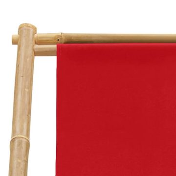 furnicato Gartenstuhl Liegestuhl Bambus und Canvas Rot