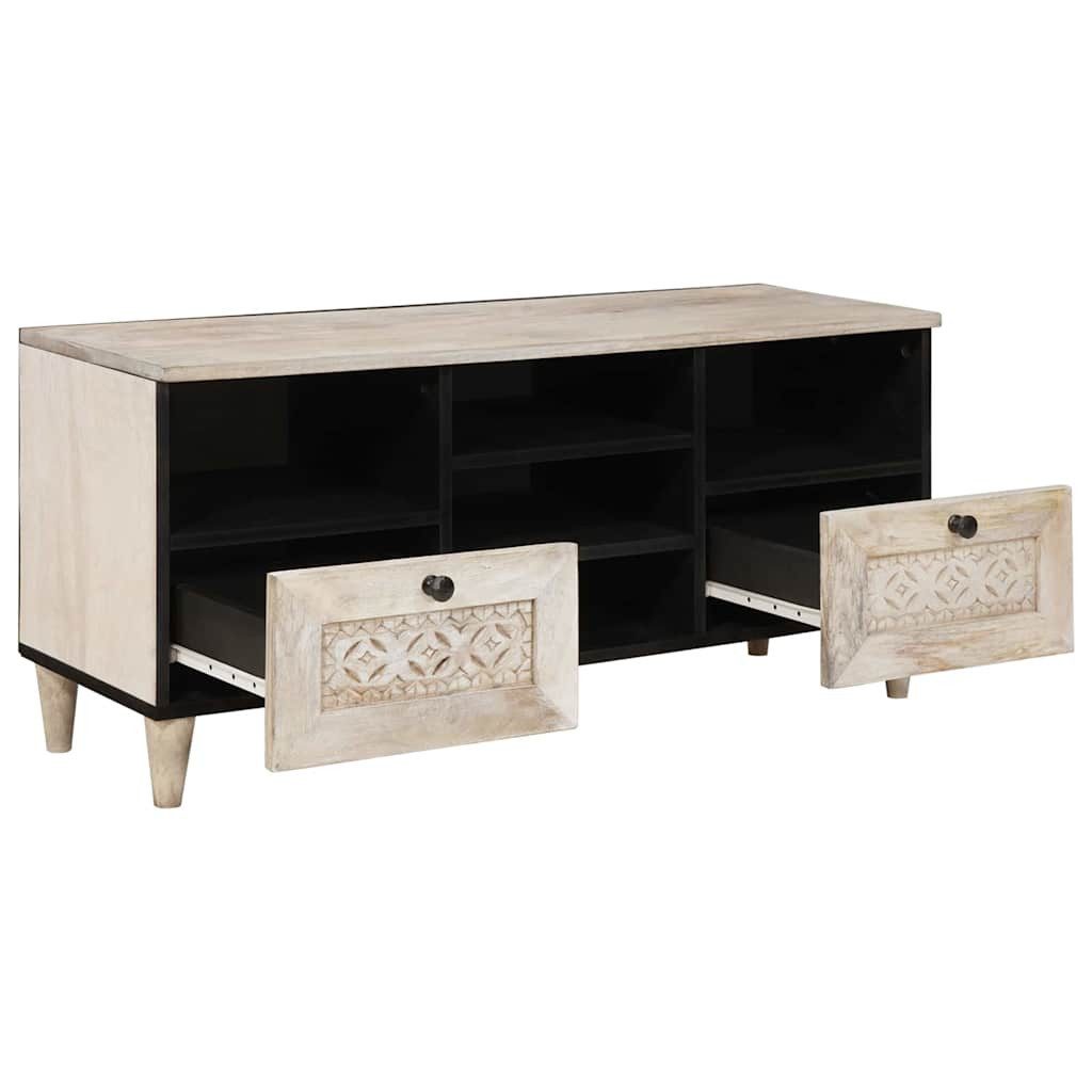 vidaXL TV-Schrank TV-Schränk Bleached White 100 x 33 x 46 cm Massivholz (1-St)