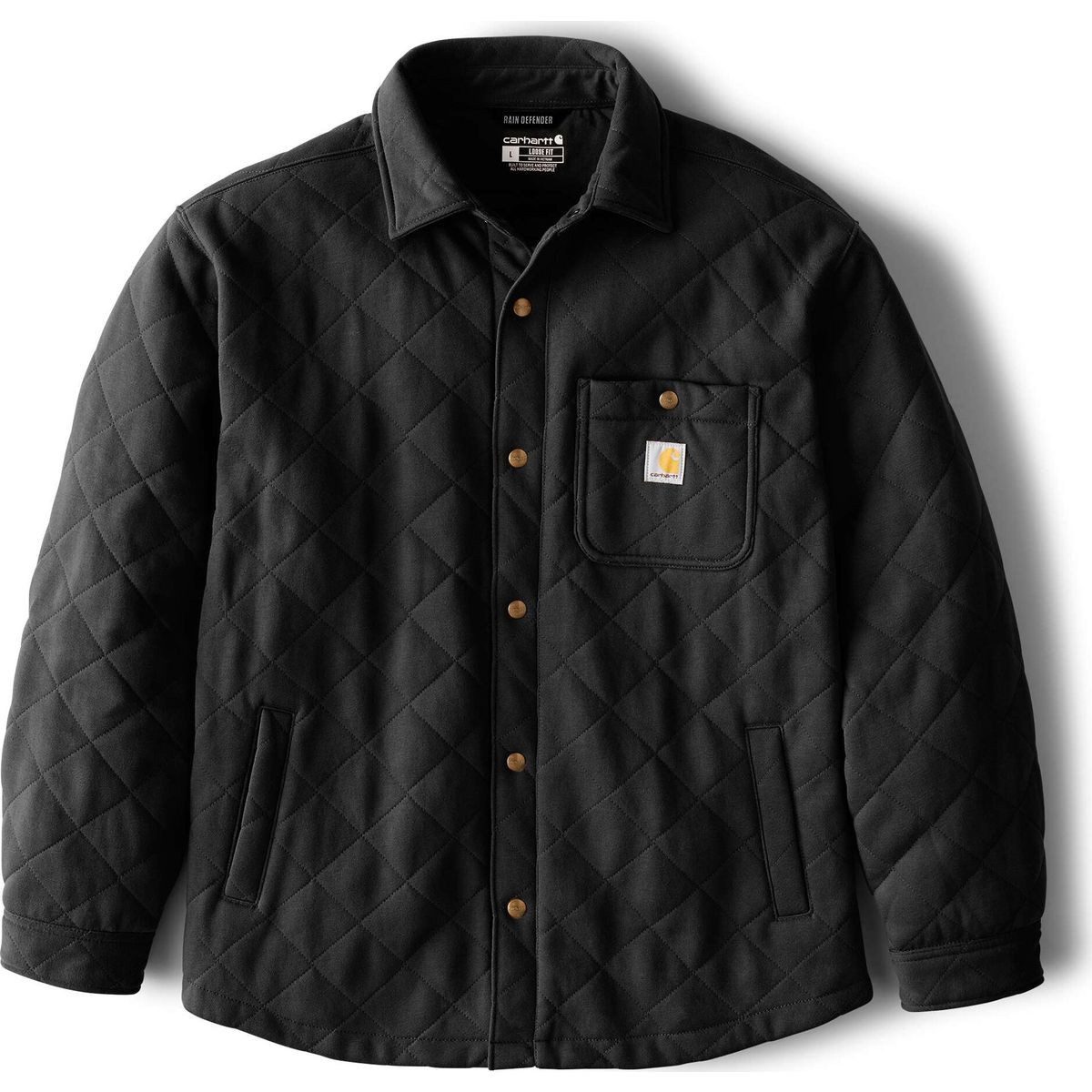 Carhartt Outdoorbluse Rain Defender Loose Fit Heavyweight Quilted Snap Front Shirt Jac Robustes, wasserabweisendes Fleecehemd mit gestepptem Futter und