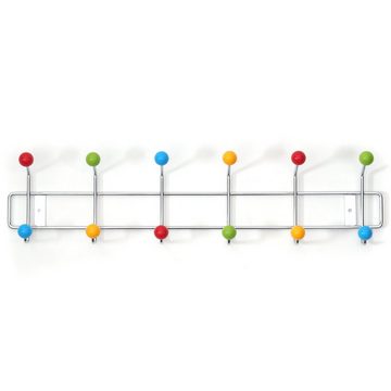 DESIGN DELIGHTS Wandgarderobe Garderobenleiste COLOUR BALL SILBER farbenfrohe Wandgarderobe 12Kugeln