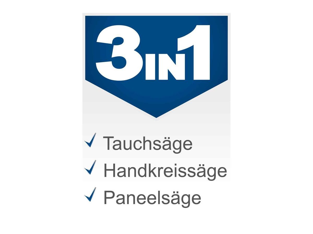 Scheppach Tauchsäge PL55, Set, 5-tlg., 1200W Handkreissäge mit Ø160mm Sägeblatt, 2x je700mm Führungsschiene