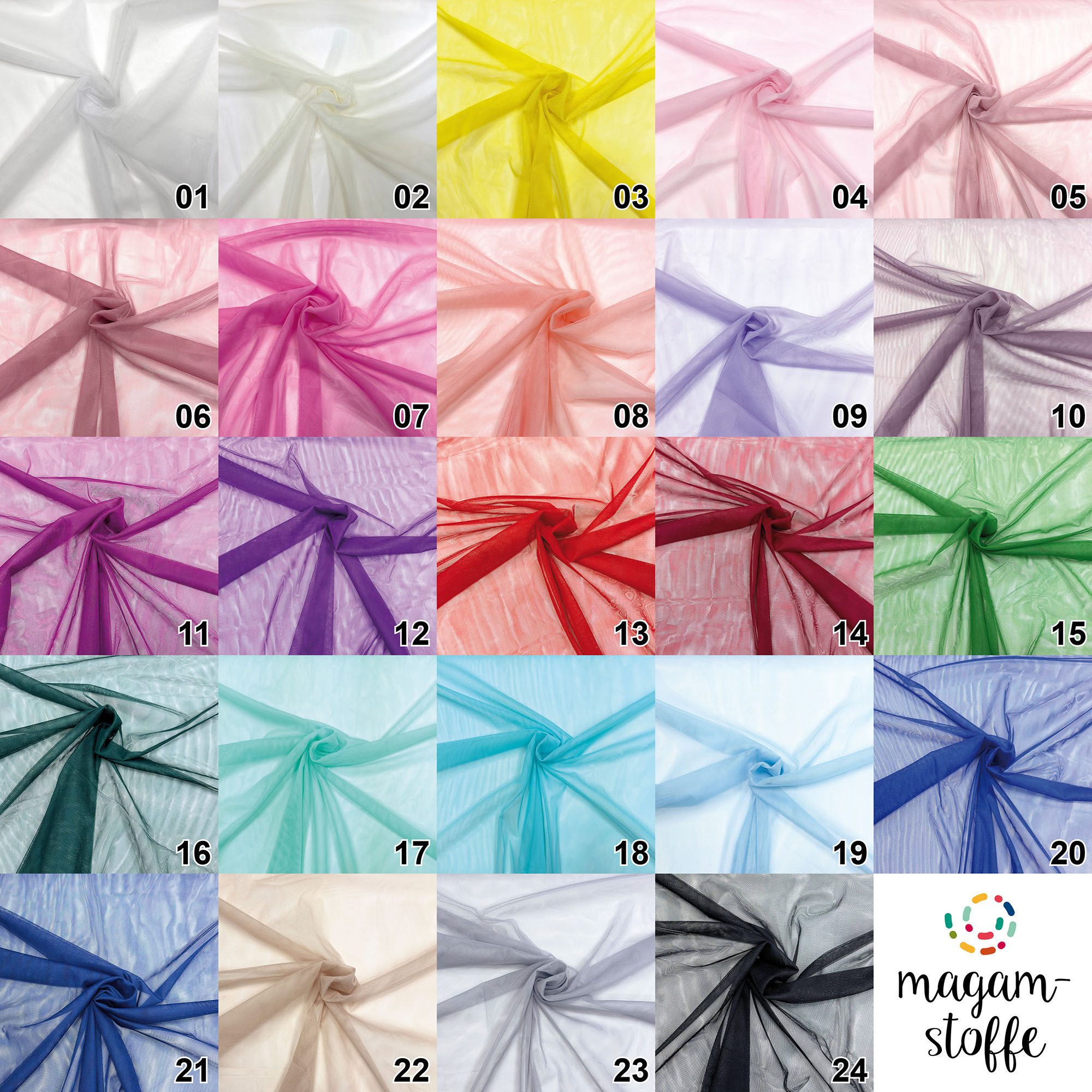 MAGAM-Stoffe Stoff "Jasmin", weicher Tüllstoff für Bekleidung Deko Soft Tüll Meterware