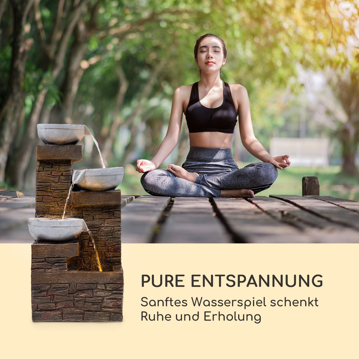 blumfeldt Wasserspiel Fez Solarbrunnen, (Set, Solarpanel,LED-Beleuchtung und Anschlussmaterial), spring zimmer zier brunnen led-beleuchtung terasse solar outdoo – Bild 4 von 5