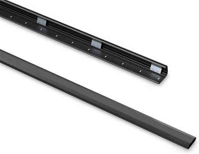 PureMounts Kabelkanal mit Klebeband + Schrauben/Dübel, aus Aluminium, Länge: 100cm, Breite 6cm, Farbe: schwarz